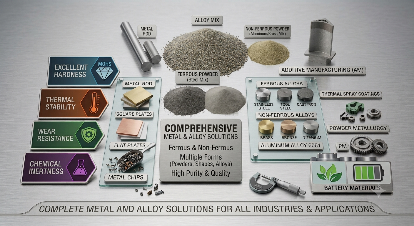 Additive Manufacturing (AM / 3D Printing), Thermal Spray Coatings, Powder Metallurgy (PM), Metal Injection Molding (MIM), & Catalysts