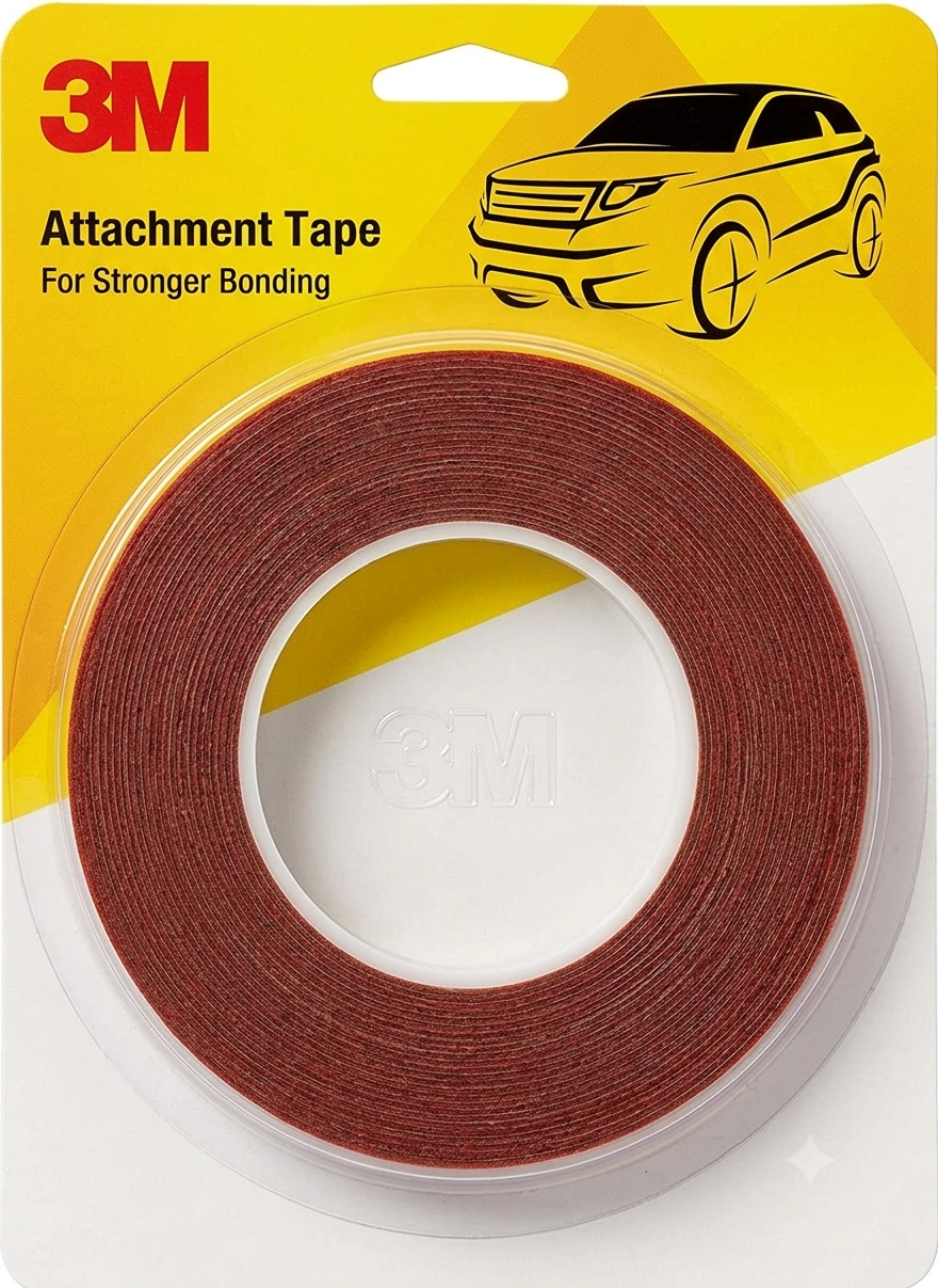 3M Double-sided Acrylic Foam Attachment Tape 2.4cm X 4M - For Stronger Bonding - Pack of 1 4 m Double-sided Tape (Grey Pack of 1)