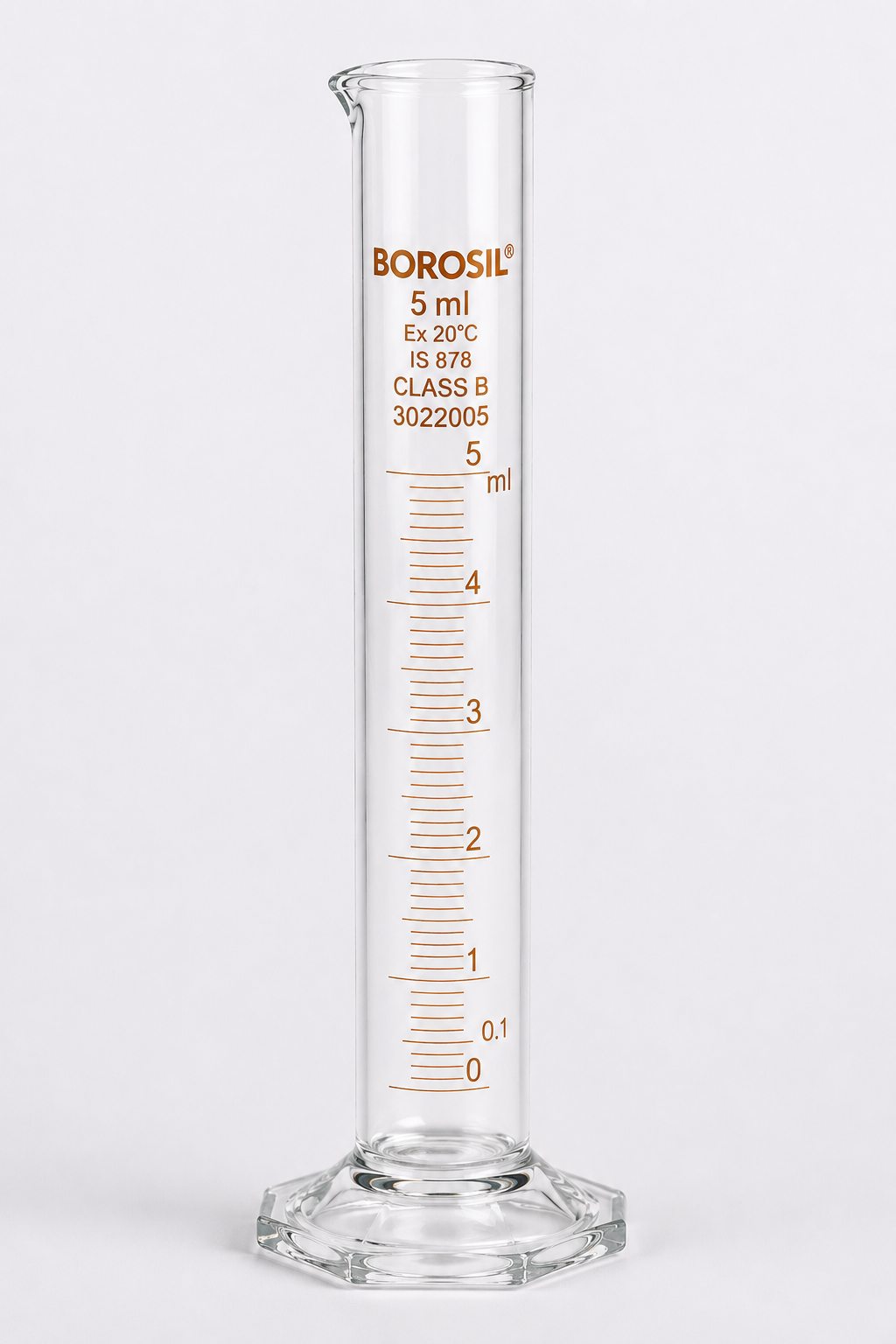 Borosil 3022005 Cylinder, 5 ml, (pack of 1 pc)