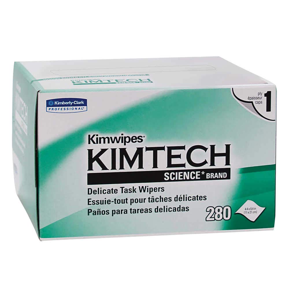 Kimtech Science Wipes, Kimwipes, Delicate Equipment Wiping Cloth, Low lint and Anti Static Wipes for labs and general purpose, White color 280 sheets (4.4 inch x 8.4 inch) - 341550