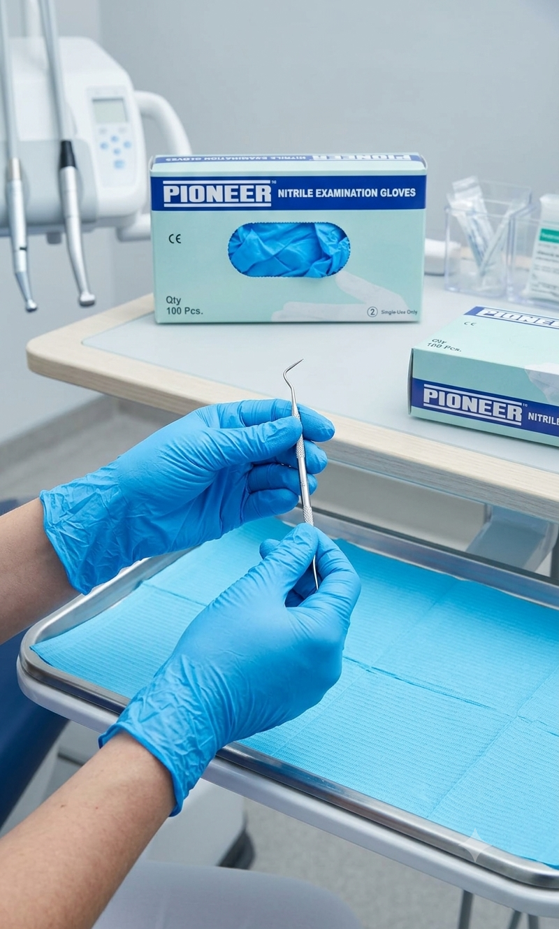 Pioneer Blue Nitrile Gloves - Box of 100 Pc (Large (L)) thumbnail 1