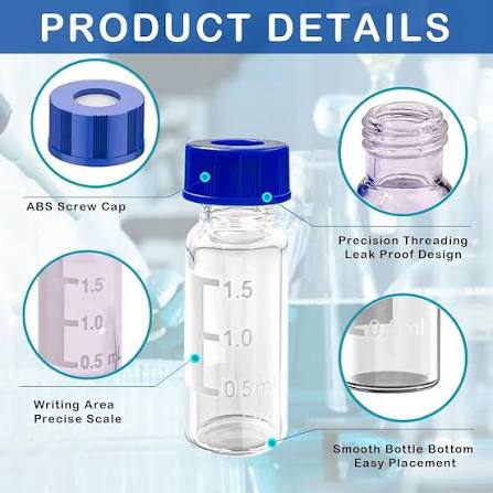 HPLC CLEAR VIALS 2 ML WITH SEPTA SLITED NON BONDEND (100 Vials) thumbnail 3