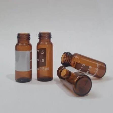 2ml HPLC Vial, Amber Lab Vial, Sample Vial with Writing Area, 9-425 Screw-Thread Vial, Blue Screw Cap with Hole, White PTFE & Red Silicone Septa 100 Pack thumbnail 4