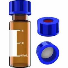 2ml HPLC Vial, Amber Lab Vial, Sample Vial with Writing Area, 9-425 Screw-Thread Vial, Blue Screw Cap with Hole, White PTFE & Red Silicone Septa 100 Pack thumbnail 6