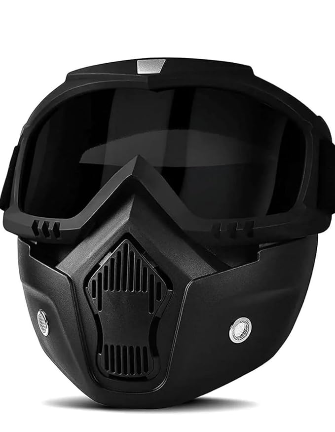 Motorcycle Face Mask with Detachable Goggles, Full Face Riding Mask thumbnail 1