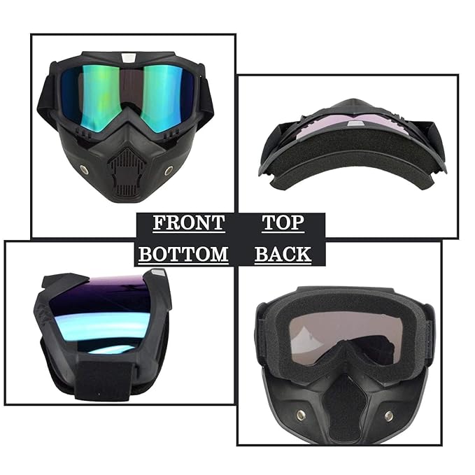 Motorcycle Face Mask with Detachable Goggles, Full Face Riding Mask thumbnail 3