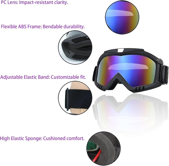 Motorcycle Face Mask with Detachable Goggles, Full Face Riding Mask thumbnail 4