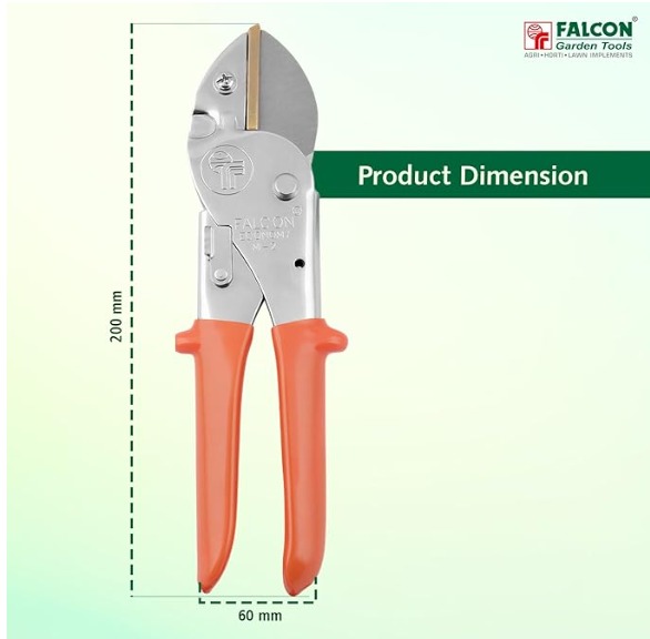 FALCON Pruning Secateurs Economy M2 with 10mm Cutting Capacity Stainless Steel PVC Grip Handle Heavy Duty Pruner Gardening Scissor Plant and Branch Cutter Shears Tool for Home Garden (Pack of 1) thumbnail 2