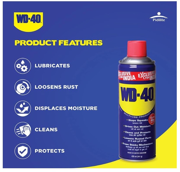 (420ml ) Multipurpose Car care Spray, Bike Chain Cleaner & Chain Lube Spray Wd40 Rust Remover Oil Flush and Treatment (420 ml, Pack of 1) thumbnail 3