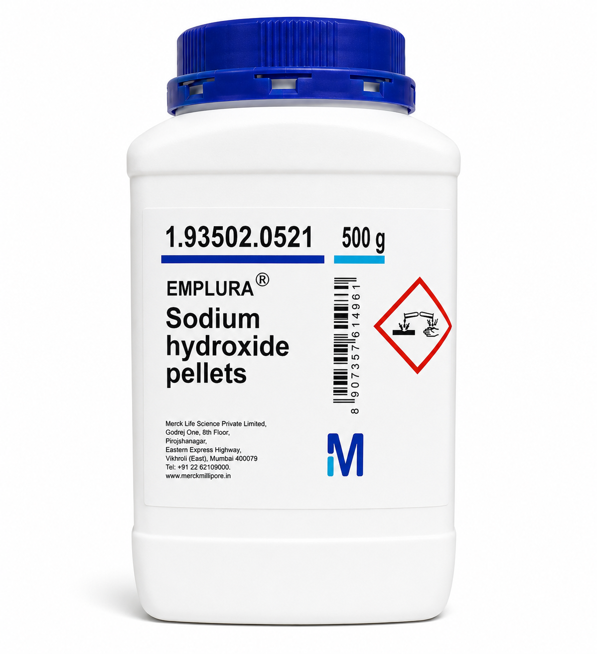 NaOH Sodium hydroxide pellets, EMPLURA 500GM (Pack of 1) Laboratory grade