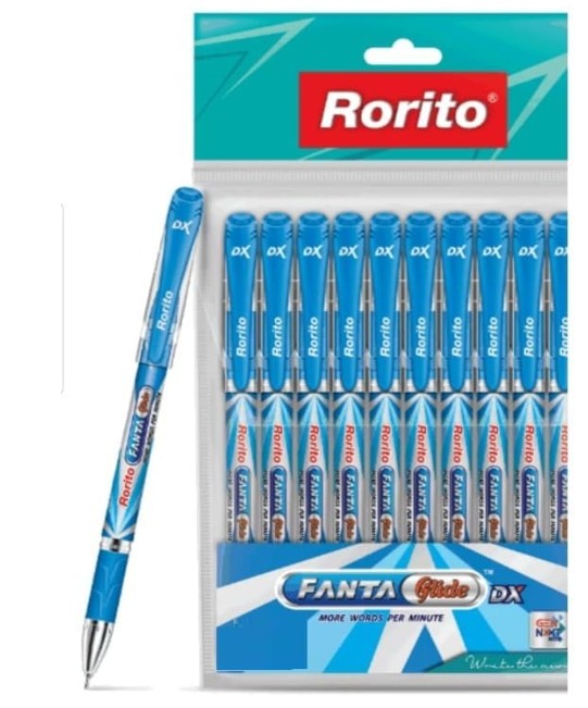 Rorito Fantaglide Ball Pen – Blue | Smooth Writing, Comfortable Grip & Long Ink Life | Ideal for School, College & Office Use | Pack of 10 Pens