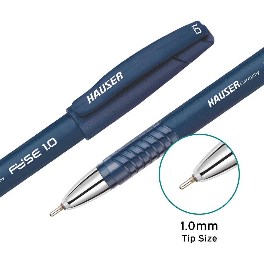 Hauser Fuse Ball Pen Wallet | Tip Size 1.0 mm | Bold Writing Ball Pen with Comfortable Grip | Smooth Ink Flow System for Smudge Free | Blue Ink, (Pack of 10) thumbnail 2