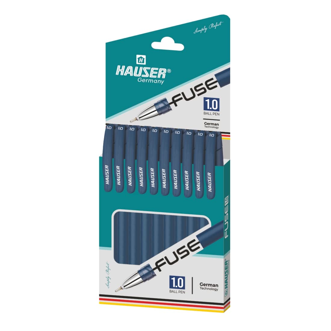 Hauser Fuse Ball Pen Wallet | Tip Size 1.0 mm | Bold Writing Ball Pen with Comfortable Grip | Smooth Ink Flow System for Smudge Free | Blue Ink, (Pack of 10) thumbnail 4
