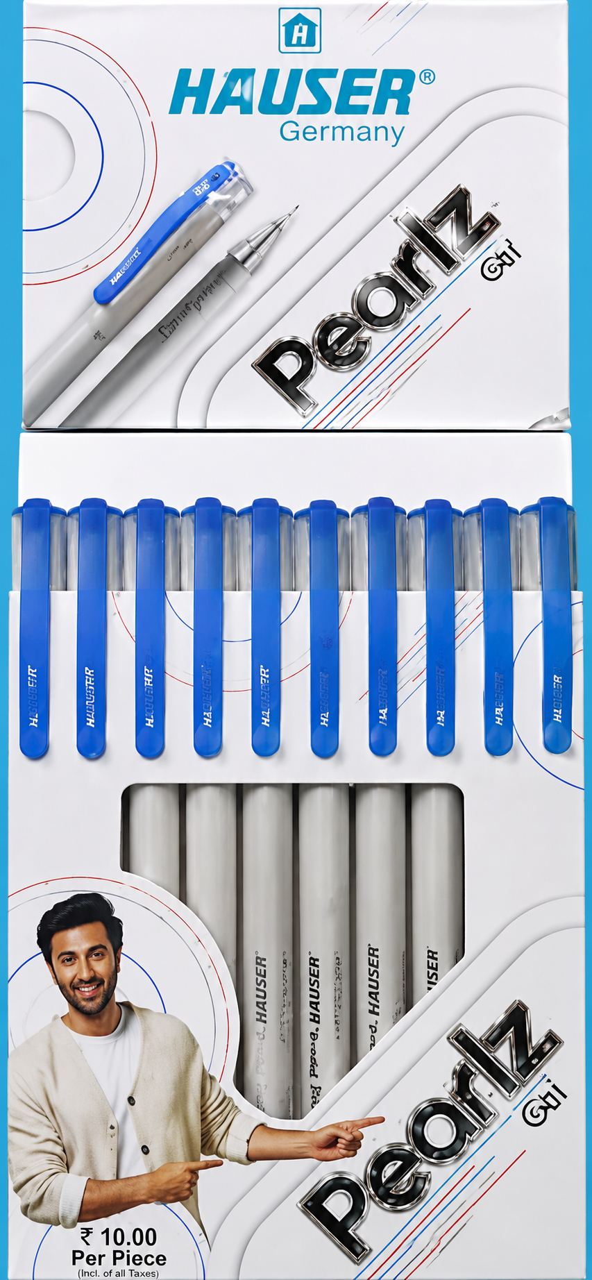 Hauser Germany  Gel Pen (Pack of 10, Ink Color - Blue,