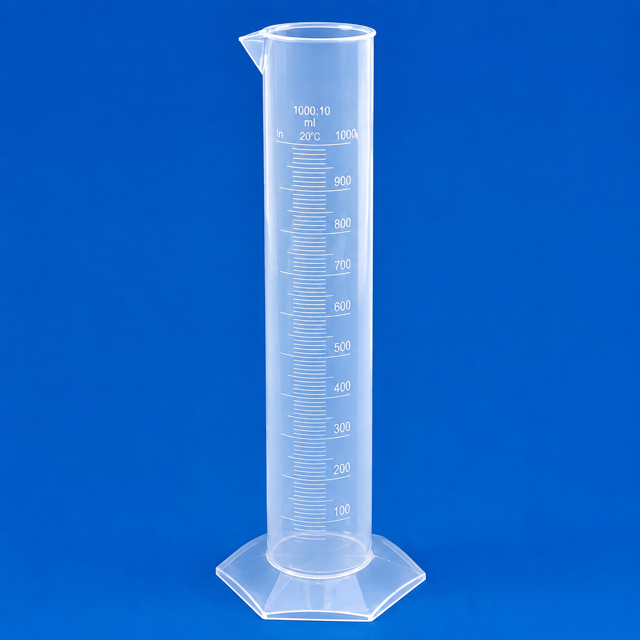 Measuring Cylinder Hexagonal Base for Chemical Laboratory 1000 ML Capacity