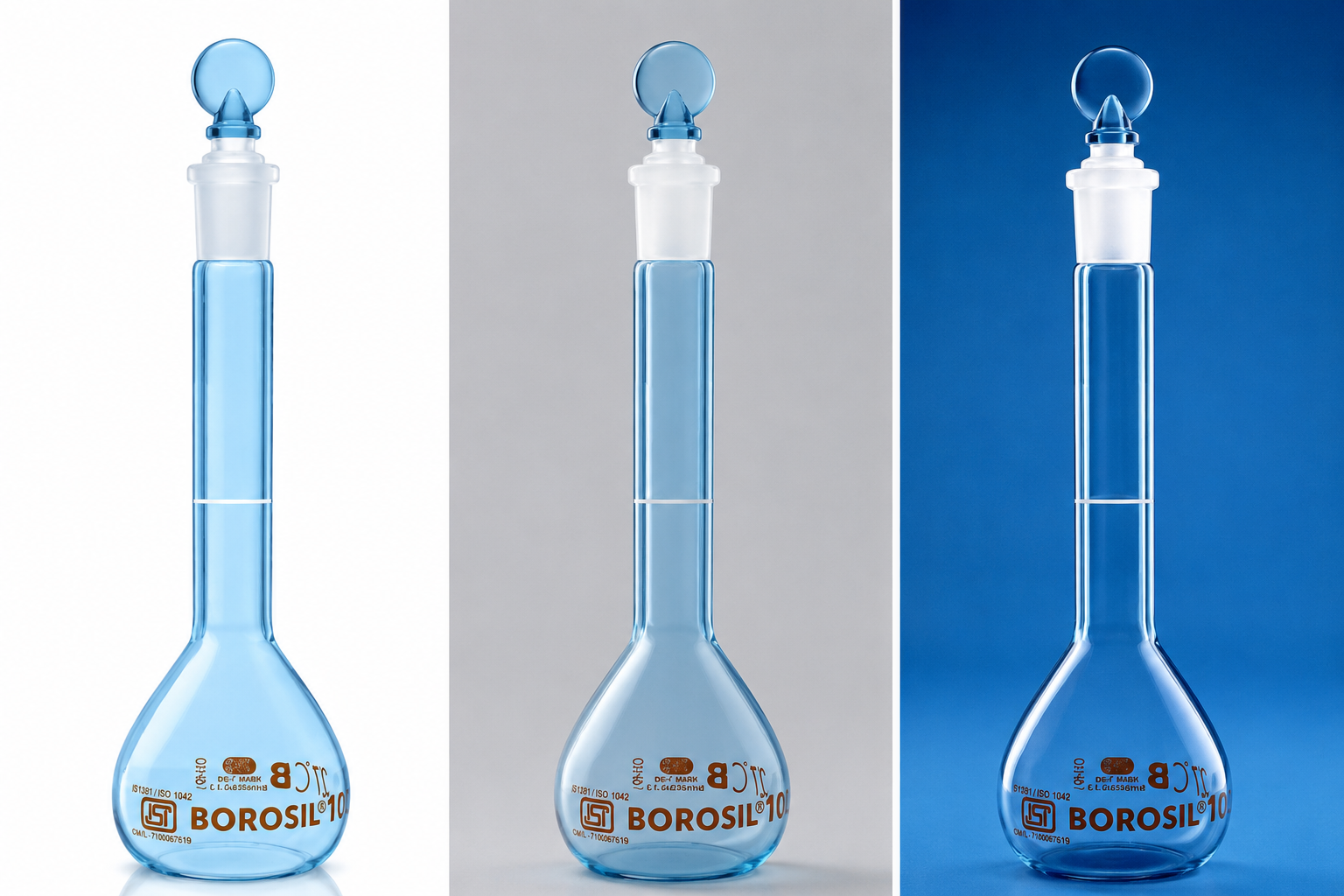 Borosil  Volumetric Class B Flask with Interchangeable Stopper, 25 ml (pack of 2) thumbnail 1
