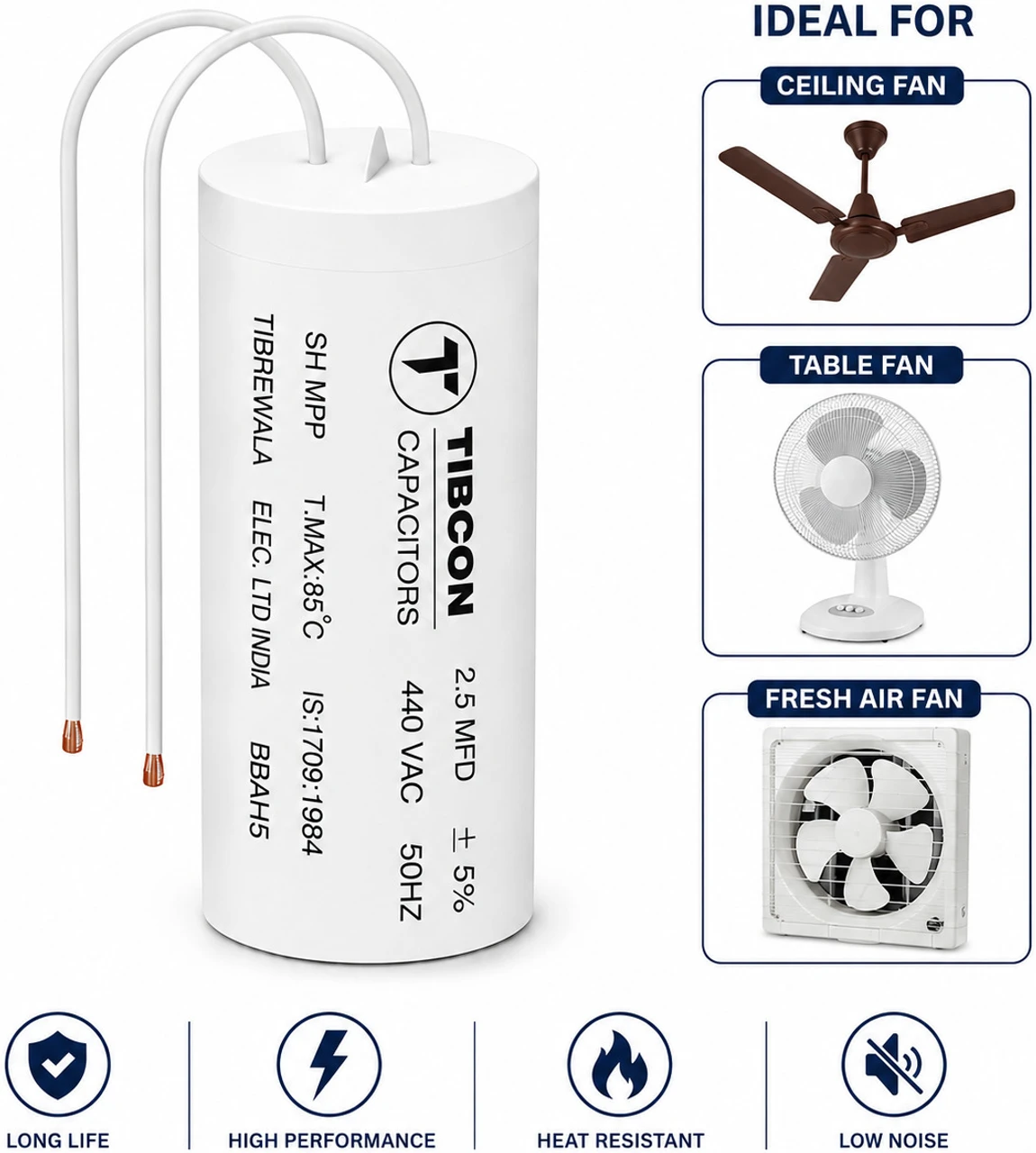 TIBCON CAPACITOR 2.5 MFD Power Capacitor (Pack of 2) thumbnail 3